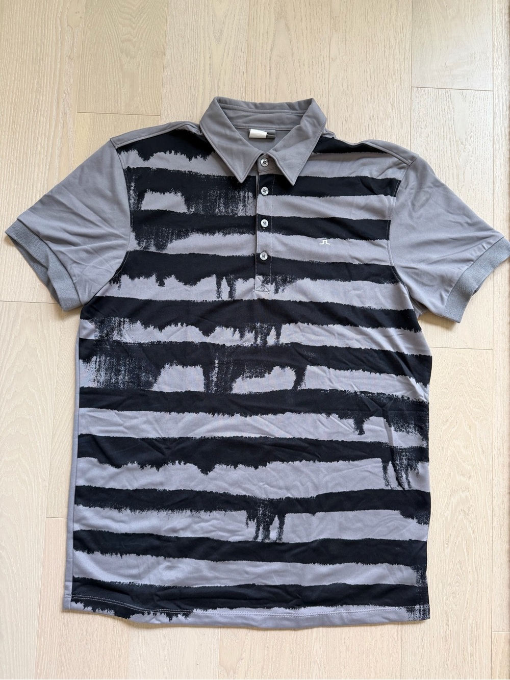 Vintage J.Lindeberg Gray and Black Drop Golf Striped Polo Men’s Medium